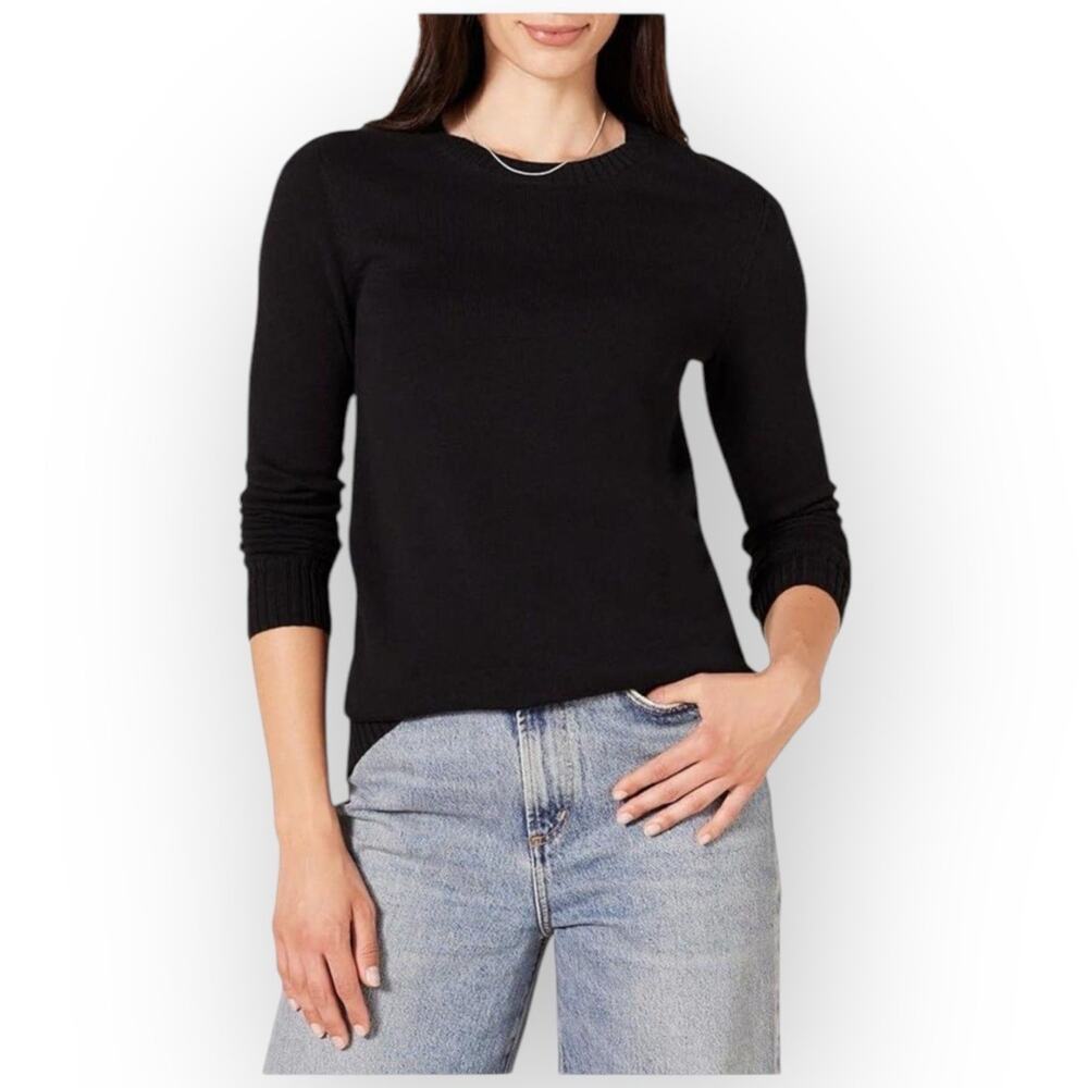 NWT Sag Harbor Classic Black Crew Neck Sweater Men’s XL 100% Acrylic Long Sleeve